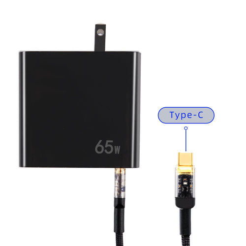 Dual-Port PD65W Folding Fast Charger with 100W Cable