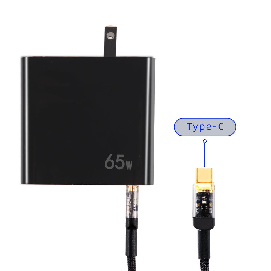 Dual-Port PD65W Folding Fast Charger with 100W Cable