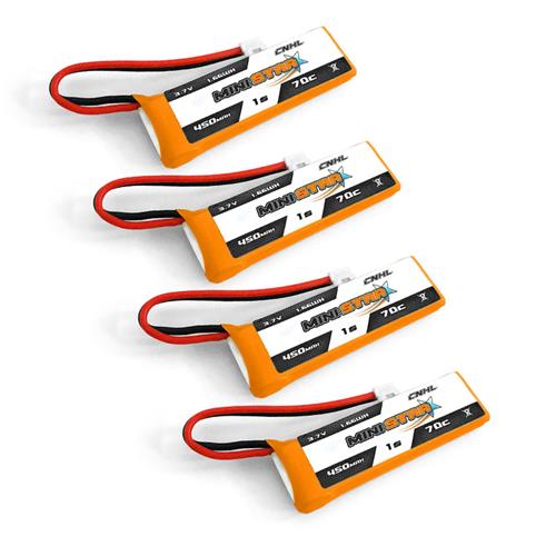 4 Packs CNHL MiniStar 450mAh 3.7V 1S 70C Lipo Battery with PH2.0