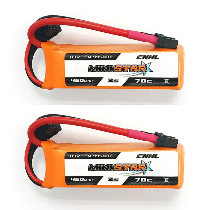 2 Packs CNHL MiniStar 450mAh 11.1V 3S 70C Lipo Battery with XT30U for BETAFPV Pavo20 Pro
