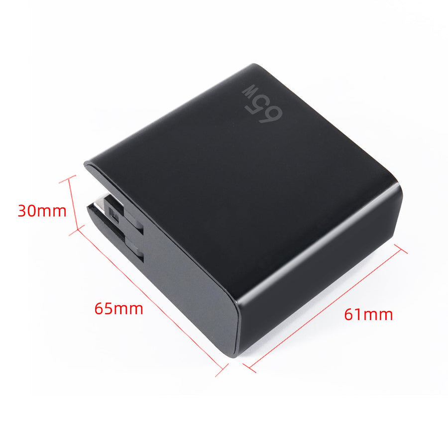 Dual-Port PD65W Folding Fast Charger with 100W Cable