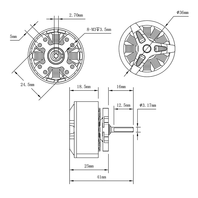 3625 Brushless Motor 1800KV (1/10 RC Crawler)